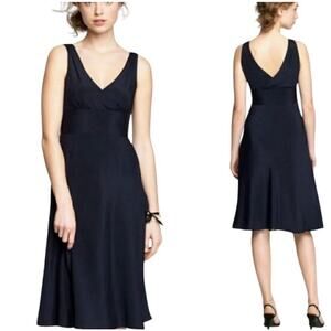 J.Crew Sophia 100% Textured Silk Classic V-Neck Sleeveless Dress Cocktail 6